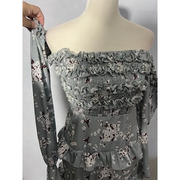 Pretty Little Thing Off the Shoulder Dress Summer Frills Maxi Size US 6 Womens - Picture 5 of 10